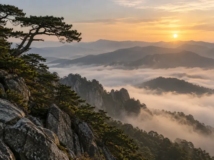 운해가 펼쳐진 한국의 산